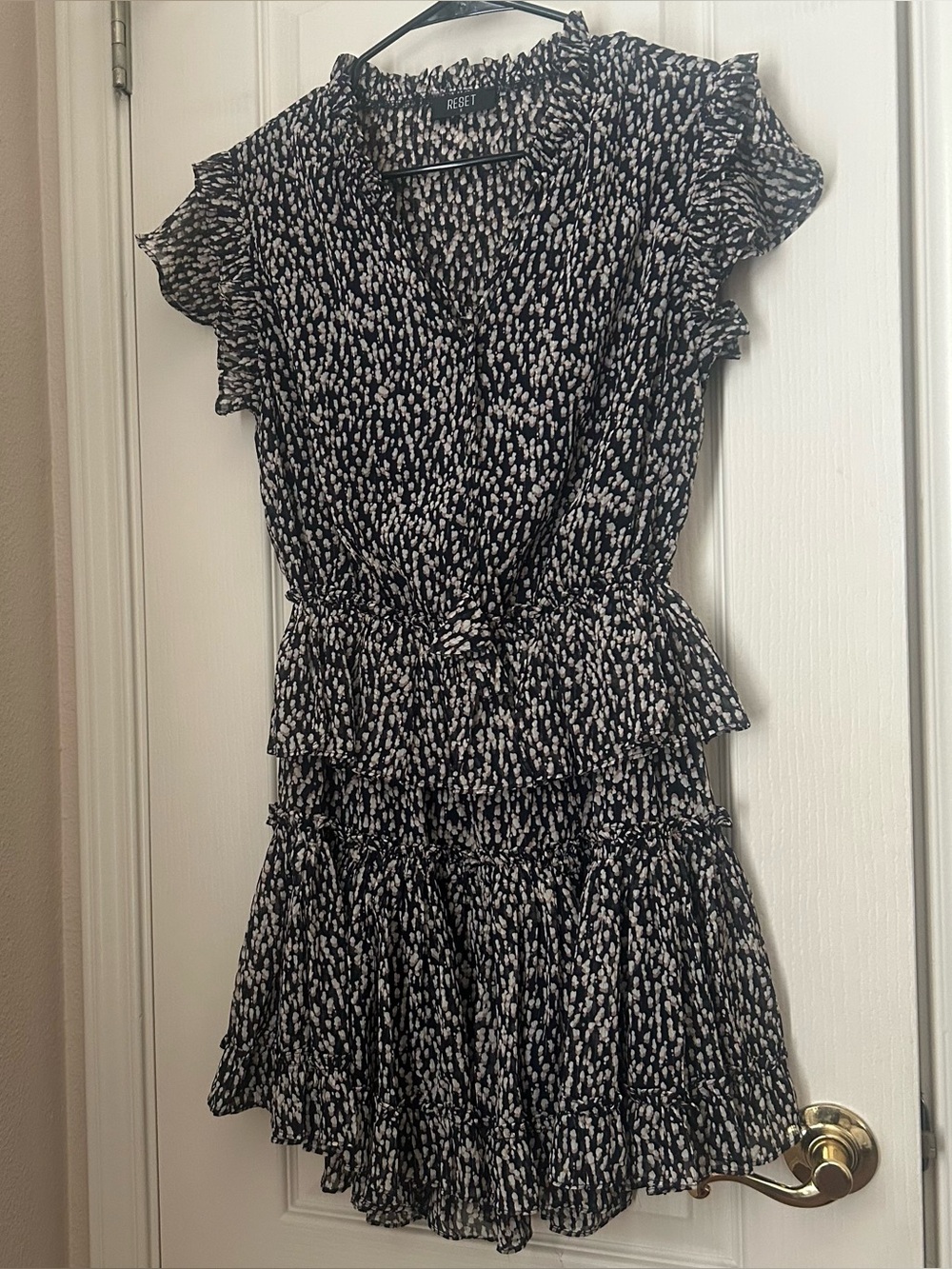 a new day Black and White Tiered Ruffle Mini Dress